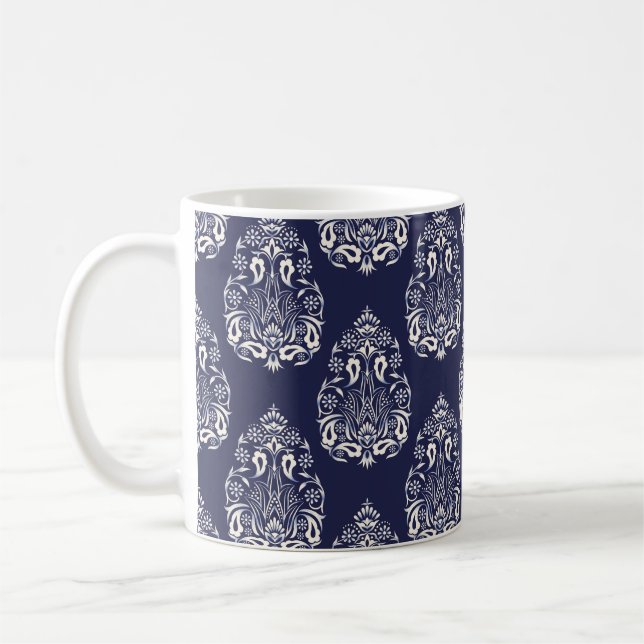 Mug élément motif transparent damassé bleu (Gauche)