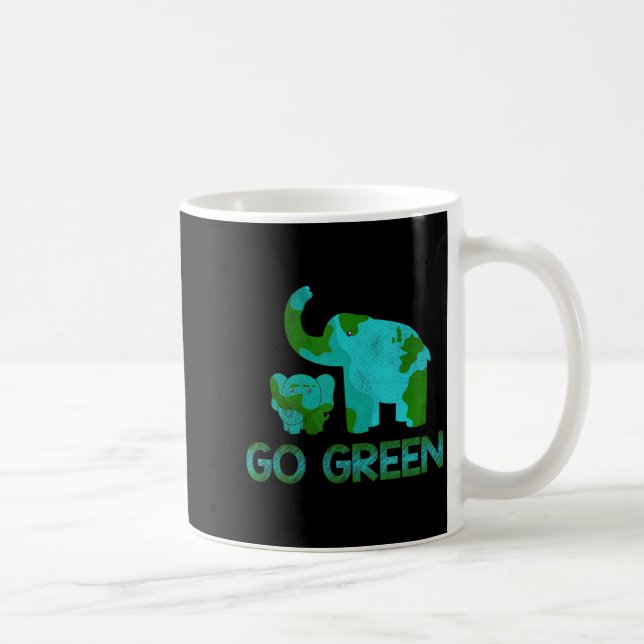 Mug Élément vert Éléphant Nature Climat Protéger Heure (Droite)