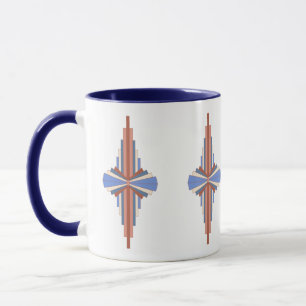 Mug Éléments Art déco en or rose & bleu