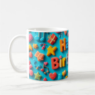 Mug Éléments colorés de la fête d'anniversaire