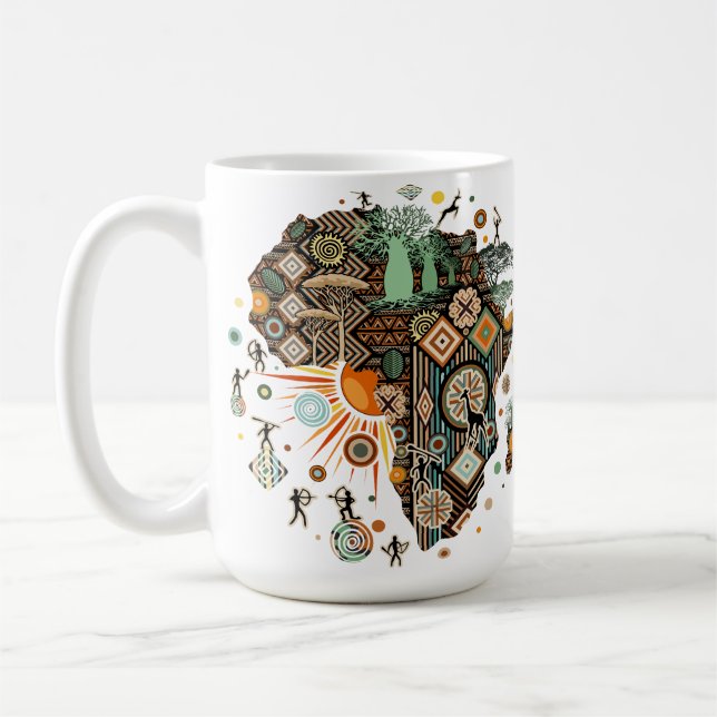 Mug Éléments de motif décoratif tribal de carte d'Afri (Gauche)
