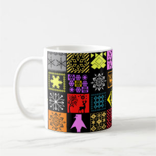 Mug Éléments de Noël sans couture flocon de neige géom