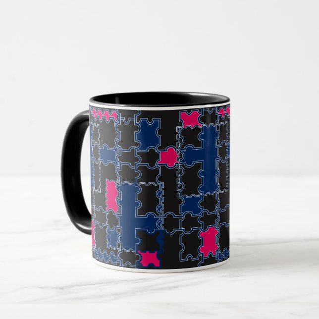 Mug Éléments de puzzles abstraits patchwork géométr (Devant gauche)