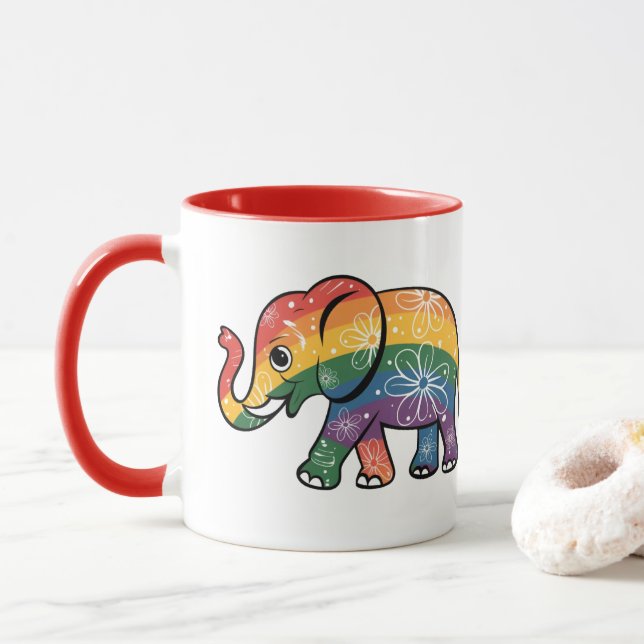 Mug Eléphant arc-en-ciel (Avec donut)