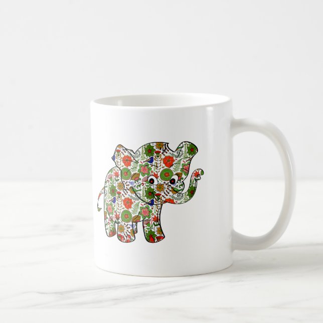 Mug Eléphant Bébé Floral Coloré (Droite)