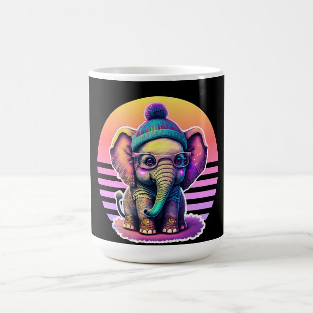 Mug Eléphant bébé mignon avec lunettes et Beanie (Centre)