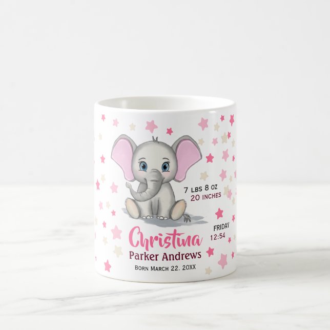 Mug Eléphant bébé mignon avec oreilles roses statistiq (Centre)
