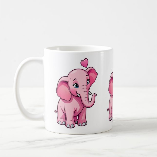 Mug Eléphant Bébé Rose Cute Avec Amour (Gauche)