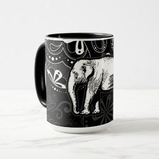 Mug Éléphant Blanc Dessin Paisley