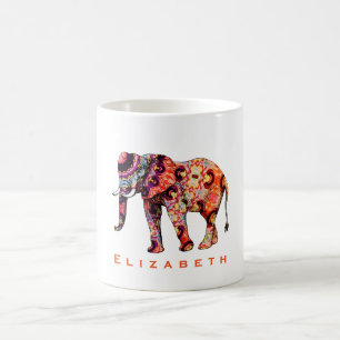 Mug Eléphant coloré à motifs multicolores