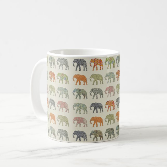 Mug Eléphant Coloré Animal Motif contemporain (Devant gauche)