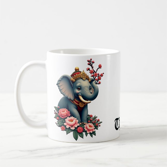 Mug Eléphant dans une mer de ​ fleurs ​ (Gauche)