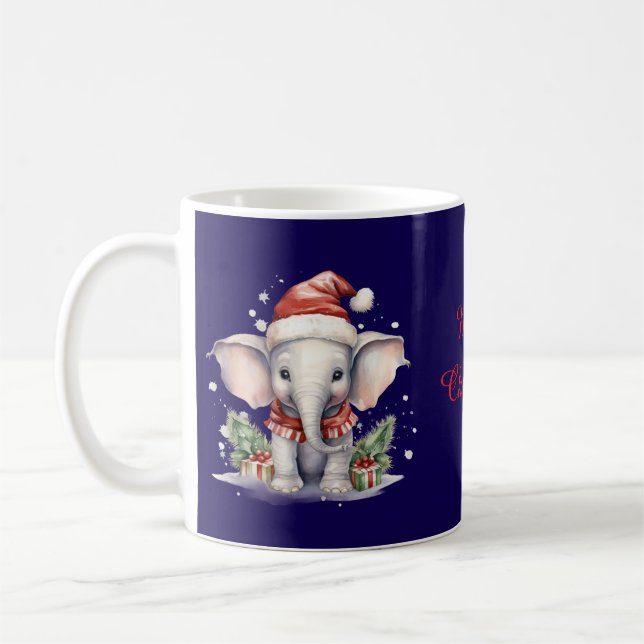 Mug Éléphant de Noël mignon (Gauche)
