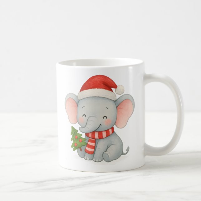 Mug Éléphant de Noël mignon avec chapeau de Père Noël (Droite)