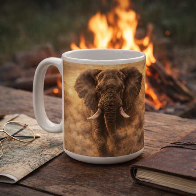 Mug Éléphant en Charge | Art de la Puissance de la Fau (Créateur téléchargé)