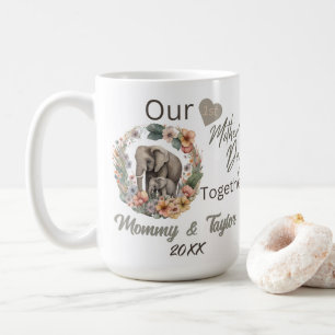 Mug Eléphant et bébé, notre première fête des mères en
