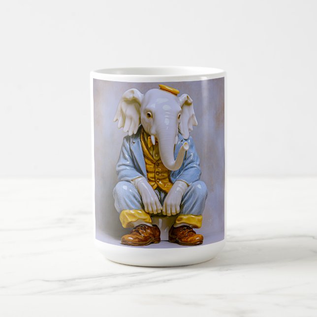 Mug Éléphant Fantaisiste en Costume Bleu (Centre)