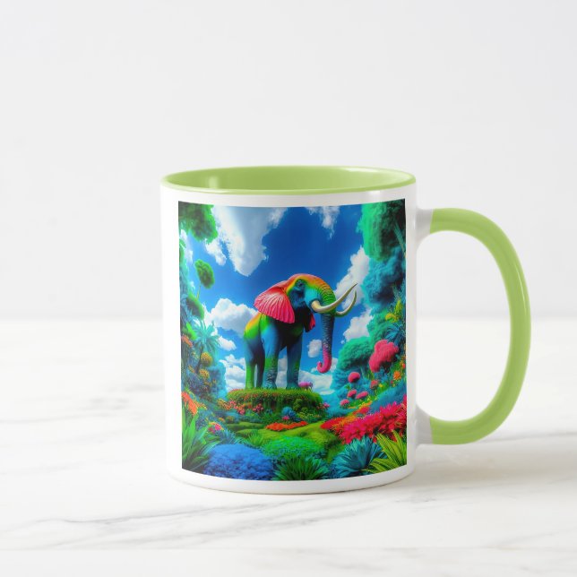 Mug Éléphant fantastique dans une jungle colorée. (Droite)