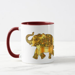 Mug Éléphant fleuri avec le tronc augmenté pour la