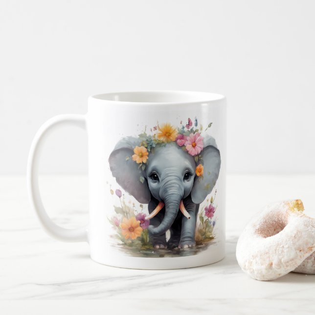 Mug Éléphant Mignon (Avec donut)