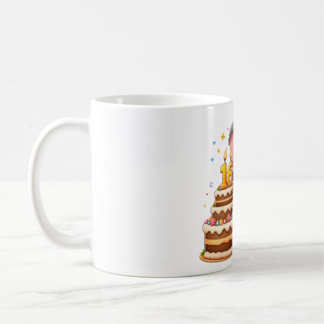 Mug Éléphant mignon 16e anniversaire (Gauche)