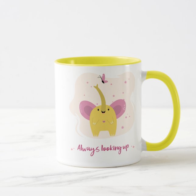 Mug Eléphant mignon Avec Toujours Recherche De Texte (Droite)