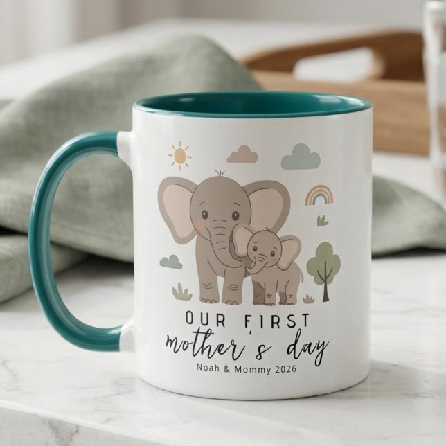 Mug Elephant Mom Baby First Mothers Day Design (Créateur téléchargé)