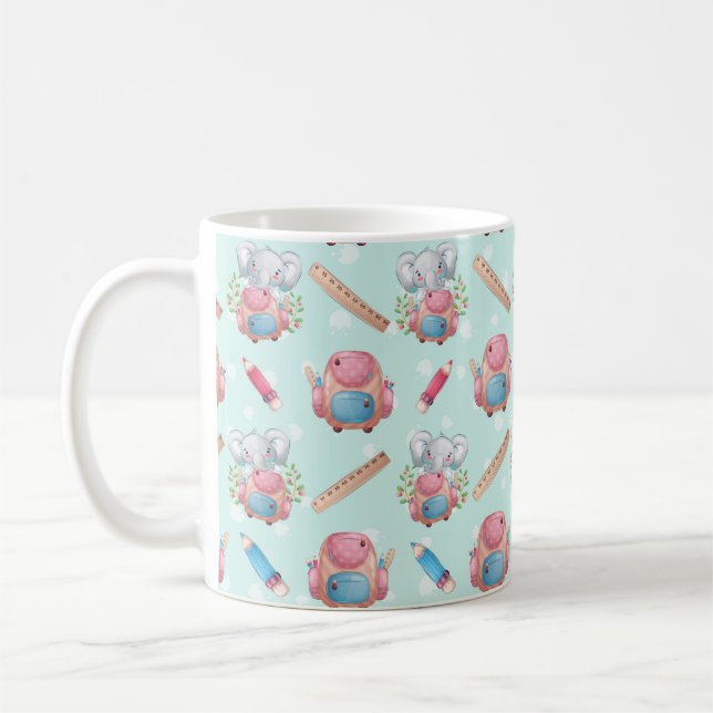 Mug Éléphant motif de rentrée scolaire (Gauche)
