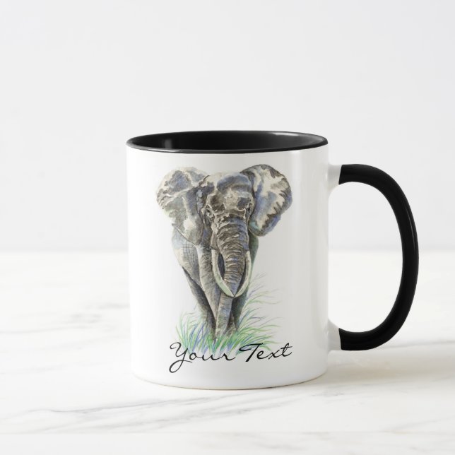 Mug Eléphant personnalisé - Aquarelle Collection d'ani (Droite)