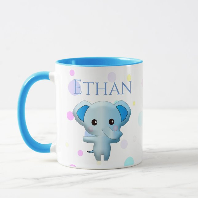 Mug Eléphant petit garçon bleu mignon (Gauche)
