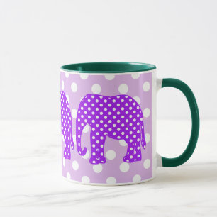 Mug Éléphant pourpre et blanc de pois