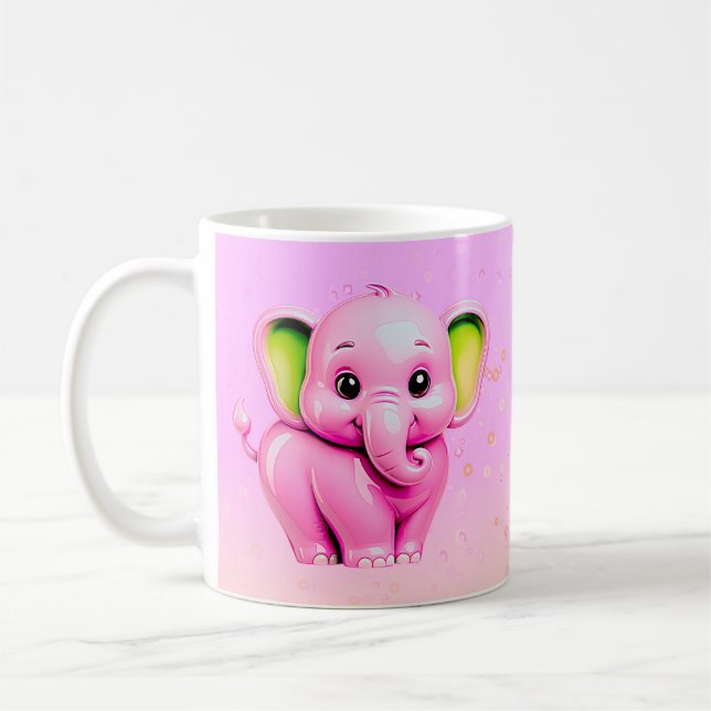 Mug Eléphant rose amour (Gauche)