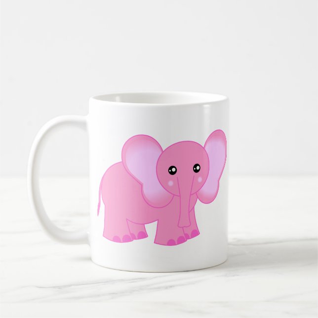 Mug Éléphant rose mignon de bébé (Gauche)