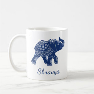 Mug Eléphant royal bleu joyeux Personnalisé