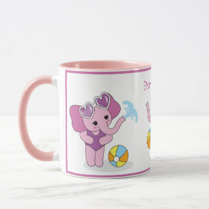 Mug Eléphants Bébés mignons rose et pourpre Personnali