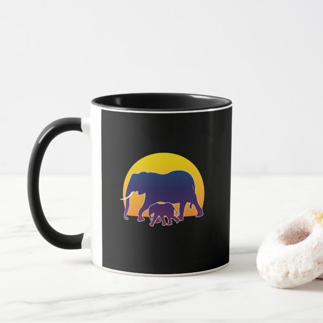 Mug Eléphants couchés de soleil (Avec donut)