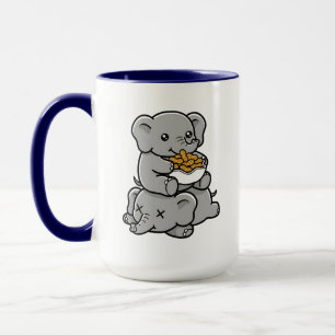 Mug Éléphants de dessin animé mignons mangeant des cac