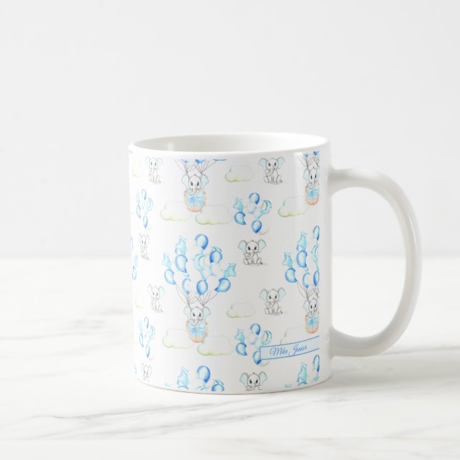 Mug Eléphants mignons Ballons & Nuages Baby Boy Motif (Droite)