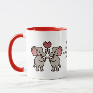 Mug Éléphants Minimalistes Heureux avec un Cœur Amou
