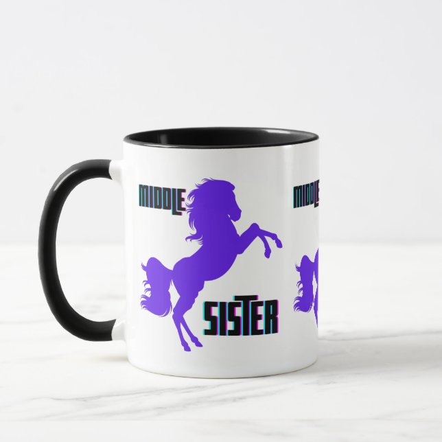 Mug Élevage de poney violet de la sœur moyenne (Gauche)