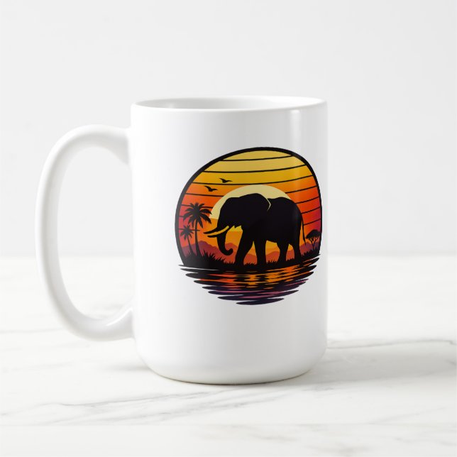 Mug Élévant silhouette coucher de soleil rétro (Gauche)