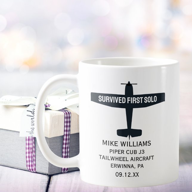 Mug Élève Pilote Premier Solo Avion Drôle Personnalisé (Créateur téléchargé)