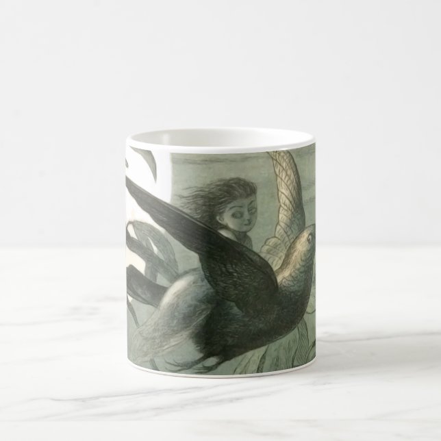 Mug Elf Fairies Elves Lune Scène nocturne Oiseau Volan (Centre)