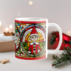 Mug Elf sur le plateau en verre de verre Art Christmas