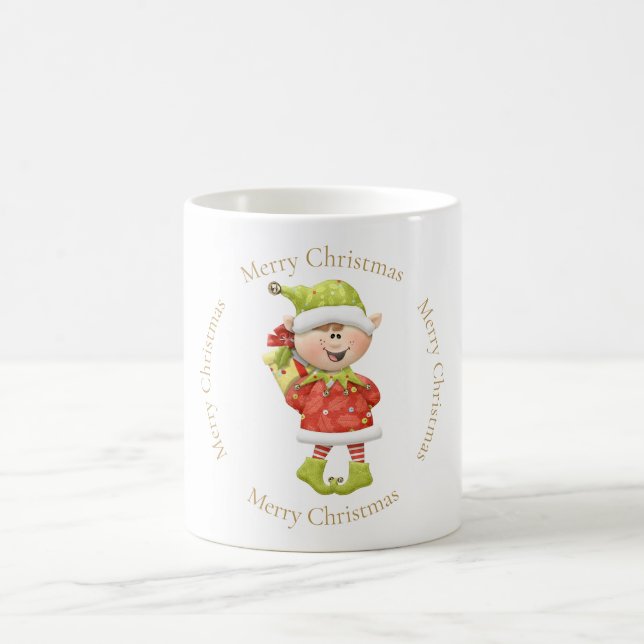 Mug Elfe de Noël avec présent (Centre)