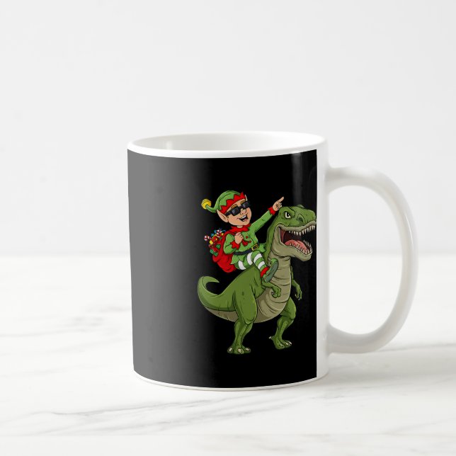 Mug Elfe de Noël équitation Dinosaur T Rex Garçons Enf (Droite)