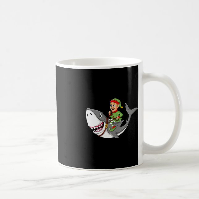 Mug Elfe équitation requin Noël Garçons Filles Enfants (Droite)