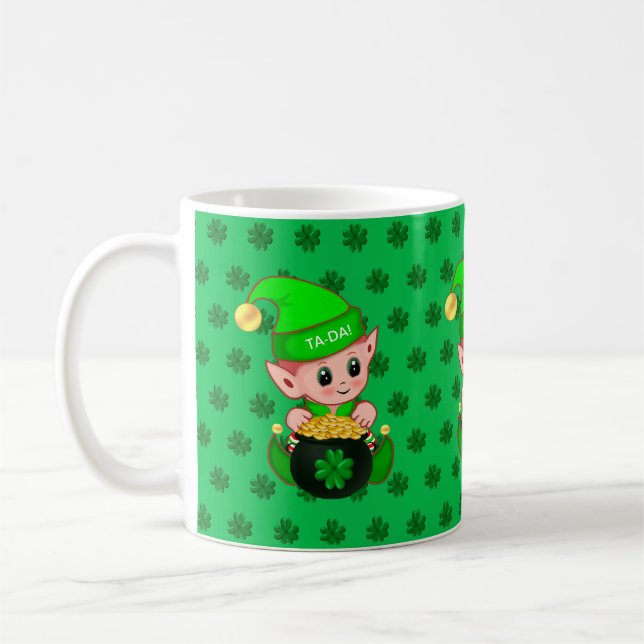Mug Elfe mignon, pièces d'or et trèfles à quatre feuil (Gauche)