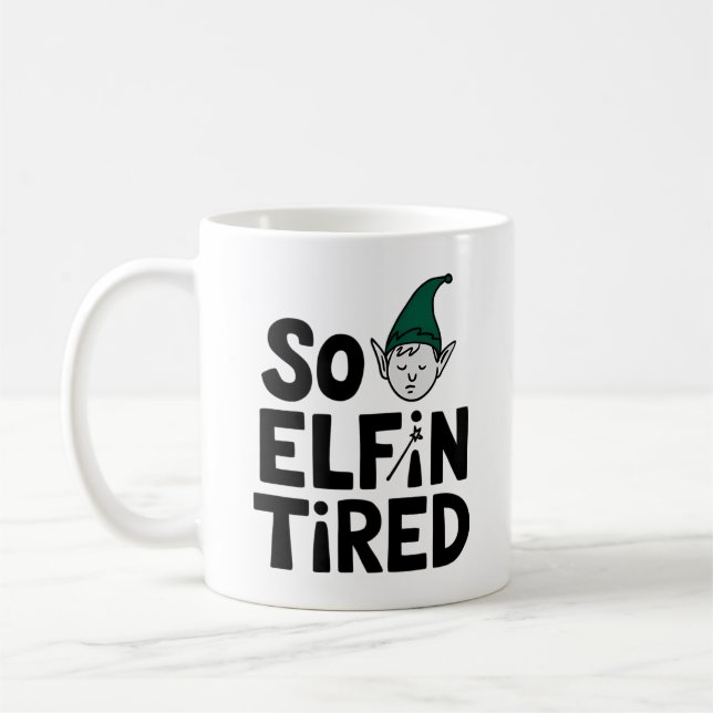 Mug Elfe mou et fatigué - Édition de vacances (Gauche)