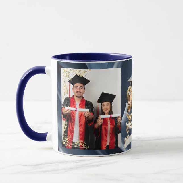 Mug Elite BLEU-Marble & Gold Personalized Graduation (Gauche)